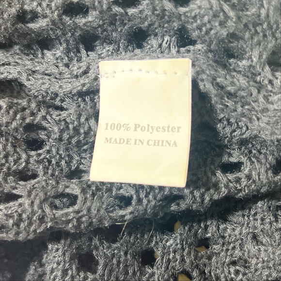 Black Rattan Crochet Swim / Beach Cover-Up Sz L EUC Vacation Resort Cruise - Picture 5 of 6